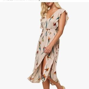 O'Neill Amberlynn Ruffle Sleeze Midi Dress Size M